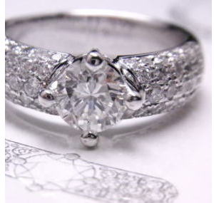 1ctのダイヤリング　パヴェ留め　宝石工房ながお