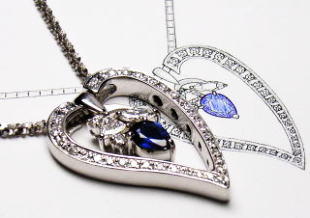 リーフペンダント　中石取替　宝石工房ながお