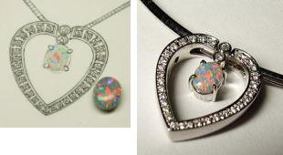 ハートペンダント　オパール　宝石工房ながお