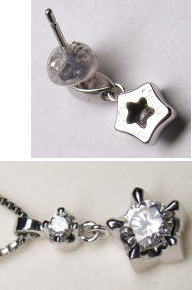 星形のダイヤペンダント　ピアス　宝石工房ながお