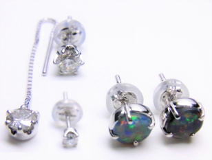 オパールピアス　オーダーメイド　宝石工房ながお