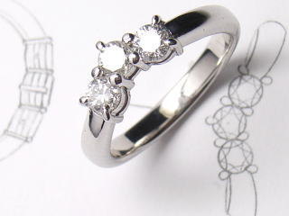 スリーストーンダイヤリング　宝石工房ながお