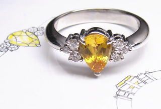イエローサファイヤの指輪　オーダーメイド　宝石工房ながお