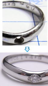 ダイヤが落ちた指輪の修理　宝石工房ながお
