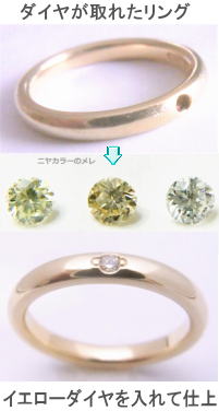 ダイヤが落ちたティファニーリングの修理 宝石工房ながお