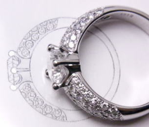 1ctのダイヤリング　パヴェ留め　宝石工房ながお